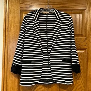 Black and white striped jacket/blazer, size small. Skies Are Blue. 3/4 sleeve